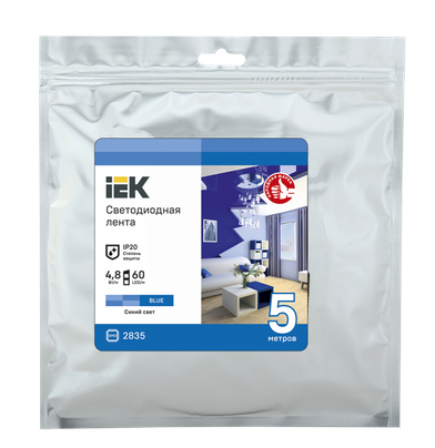 Лента IEK  IP20 12V 4.8Вт/м синий  LSR-2835B60-4,8-IP20-12В LED 5м