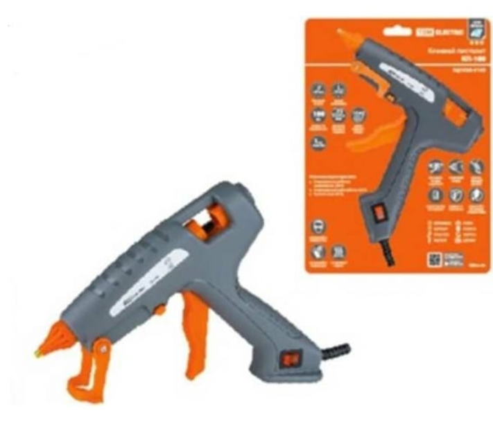 Клеевой пистолет КП-100, 11,3 мм, подставка, выключатель, шнур 1,5 м, 100 Вт, Т=220 С "Алмаз" TDM