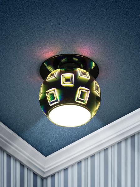 Светильник точечный ЭРА  DK88-2 "3D квадрат" G9,220V, 35W, серебро/мультиколор