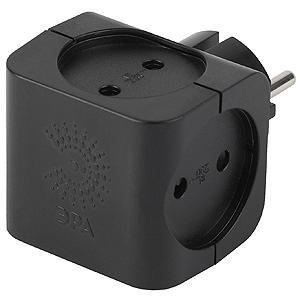 ЭРА Чёрный Разветвитель 4 гнезда без заземляющих контактов (тройник куб)  SP-4-B Б0008207