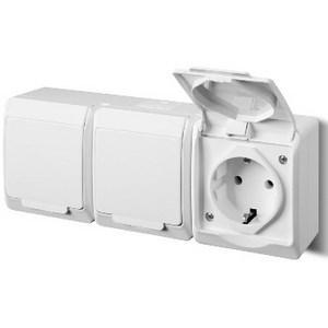 IEK  Гермес Plus   Белый Розетка 3-местная с заземляющими контактами открытая установка IP54 РСб23-3-ГПБб ERMP32-K01-16-54-EC
