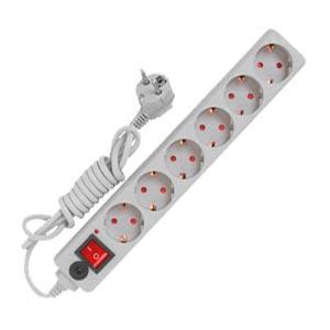 Сетевой фильтр  6 гнезд  5 метров.с  выключателем с индикацией ПВС 3*0,75 серый  (УФ6-5М) UNIVersal