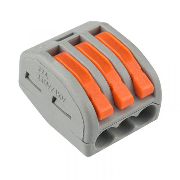 REXANT 222-413 Клемма 3-проводная универсальная многоразовая (0,08-2,5 (4) мм²) 50шт. 07-5253-4